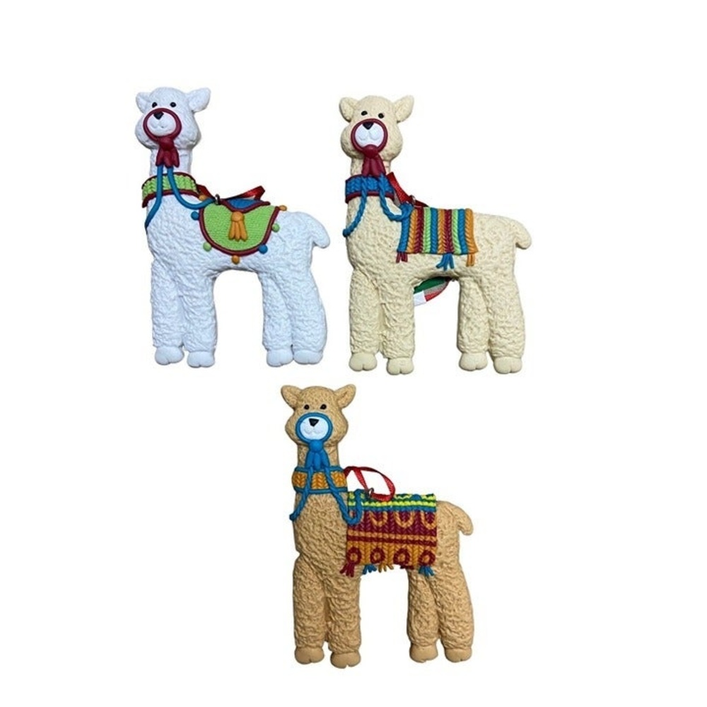 Kurt Adler Llama Cookie Ornaments Set of 3 tan brown white 4.5 in